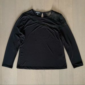 INC Black Sheer Lace Top